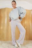 Shoreditch Stripe Lounge Flare Trouser Sweetpea & Grey /10=